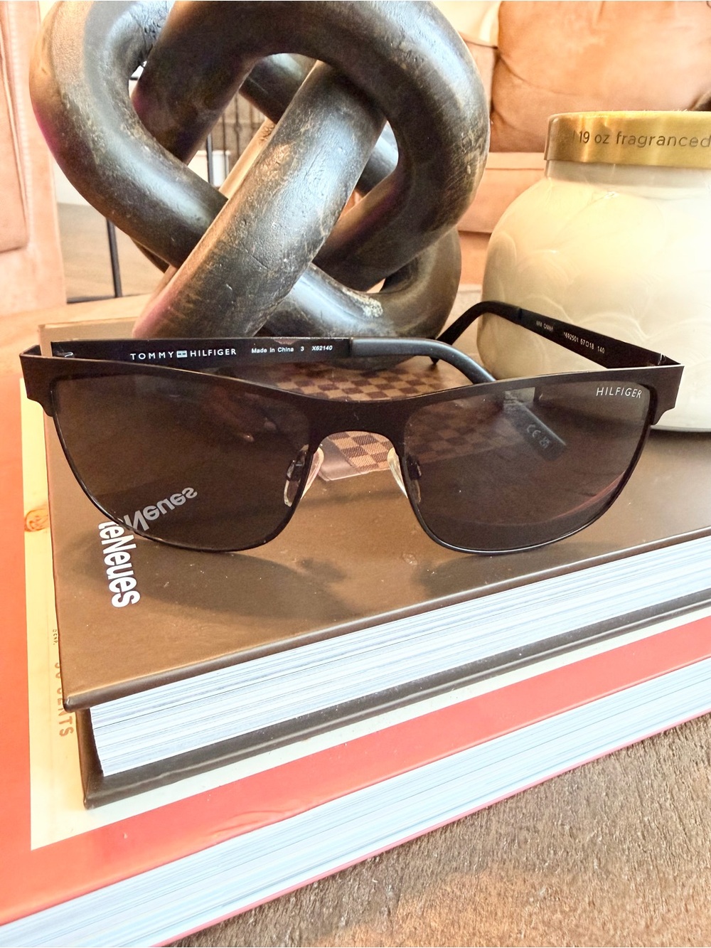 Tommy Hilfiger Men’s Black Sunglasses with Dark Lenses